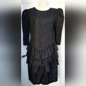 Vintage Retro Milanzo 1980's Party Dress Dance Costume Puff Sleeves Size 9